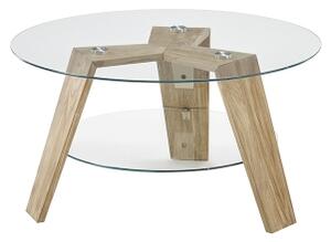 Konferenční stolek TITAN pr. 75 cm čirá/dub