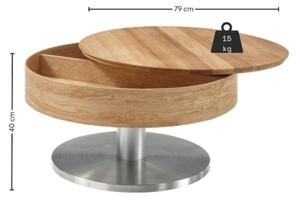 Konferenční stolek BLOCK pr. 79 cm dub/stříbrná