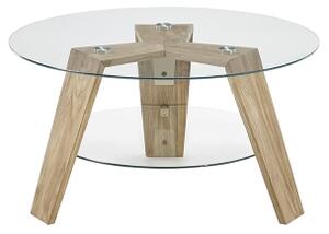 Konferenční stolek TITAN pr. 75 cm čirá/dub