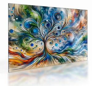 Skleněný obraz - Barevný energický strom (70x50 cm)
