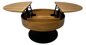 Rozkládací konferenční stůl se zvedací deskou PURE pr. 80 cm dub/černá