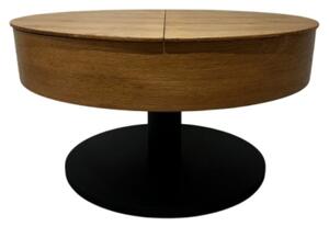 Rozkládací konferenční stůl se zvedací deskou PURE pr. 80 cm dub/černá