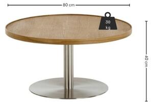 Konferenční stolek FOCUS pr. 80 cm dub/nerez