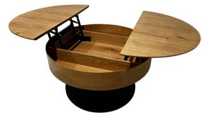 Rozkládací konferenční stůl se zvedací deskou PURE pr. 80 cm dub/černá