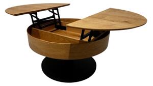 Rozkládací konferenční stůl se zvedací deskou PURE pr. 80 cm dub/černá