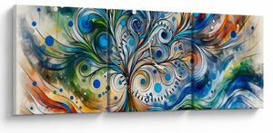 Obraz - Barevný energický strom (s hodinami) (90x30 cm)