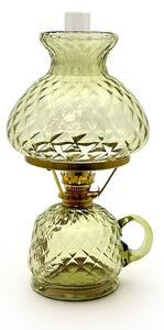 Floriánova huť Petrolejová lampa Lucie - lesní zelená káro - komplet 1