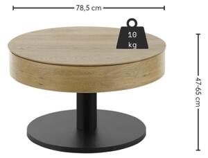 Konferenční stolek ELEMENT se zvedací deskou pr. 75 cm dub/černá