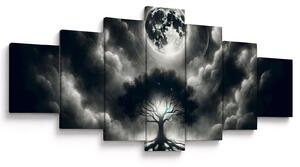 Obraz - Černobílý strom v úplňku (210x100 cm)
