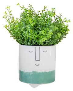 Bílo-zelený keramický květináč Kitchen Craft Happy Face