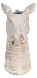 Šedý cementový květináč v designu hlavy zebry – 21x13x26 cm