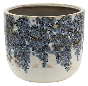 Keramický obal na květináč s modrými květy Marvela L – 20x17 cm
