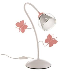Stolní lampa Motýl s dekorací v růžové barvě