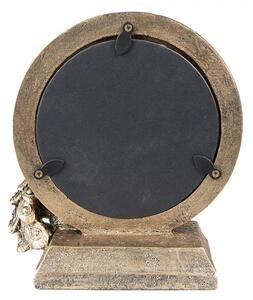 Měděné antik dekorační stolní zrcadlo s pávem – 15x7x16 cm