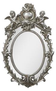 Stříbrné antik nástěnné zrcadlo s andílky – 35x5x55 cm