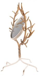 Béžovo-zlaté stojací stolní zrcadlo s dekoračními větvemi – 51x37x65 cm