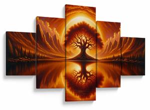Obraz - Strom v krvavém slunci (125x70 cm)