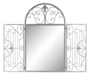Nástěnné šedé zrcadlo v kovovém rámu s okrasnými mřížemi Bloem – 61x3x103 cm