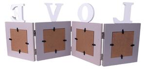 Dřevěný stojící fotorám na 4 fota Love – 10x10 cm (4)