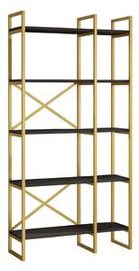 Černý/zlatý regál 87,5x175 cm Monica – Kalune Design