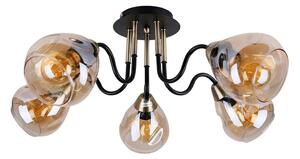 Stropní svítidlo se skleněným stínidlem v černo-zlaté barvě Unica – Candellux Lighting