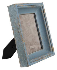 Modrý dřevěný fotorámeček s odřením – 13x18 cm