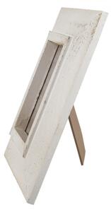 Bílý antik dřevěný fotorámeček s patinou – 10x15 cm