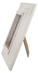 Bílý antik dřevěný fotorámeček s patinou – 10x15 cm