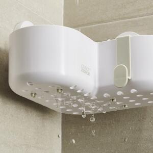 Bílá rohová samodržící plastová koupelnová polička Duo - Joseph Joseph
