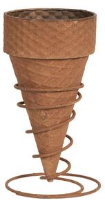 Rezavý květináč zmrzlinový kornout – 12x24 cm