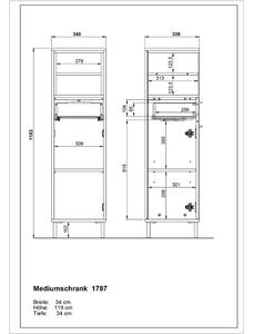 Bílá vysoká koupelnová skříňka v dekoru dubu 34x118 cm Loria - Germania
