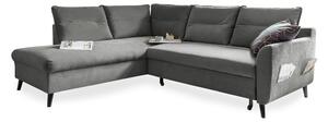 Světle šedá sametová rozkládací rohová pohovka Miuform Stylish Stan L, levý roh