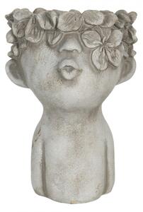 Obal na květináč v designu busty s květinami Tete – 11x11x18 cm