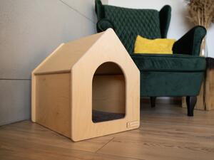 Dřevěná bouda s matrací pro kočky i psy RICO M