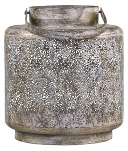 Bronzová antik kovová lucerna s kvítky Flowien - Ø22*25cm