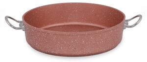 Růžový nízký hliníkový hrnec s poklicí Güral Porselen Classic, ø 28 cm