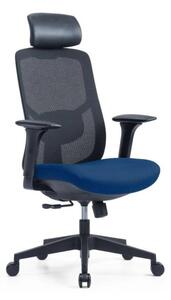 Kancelářská ergonomická židle PYLON — látka, černá / více barev Modrá S podhlavníkem