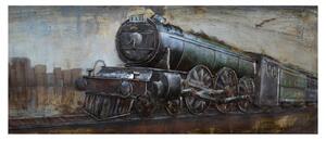 Kovový obraz na stěnu s vlakem – 180x56x5 cm