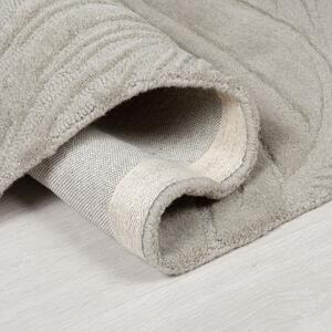 Šedý vlněný kulatý koberec ø 160 cm Leaf - Flair Rugs