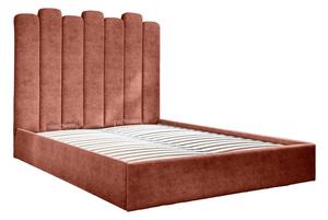 Čalouněná dvoulůžková postel s úložným prostorem s roštem 180x200 cm v cihlové barvě Dreamy Aurora – Miuform