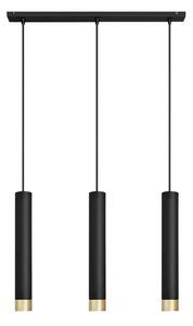 LED Lustr na lanku TUBA 3xGU10/4,8W/230V černá/zlatá