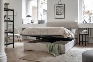 Béžová čalouněná dvoulůžková postel s úložným prostorem s roštem 160x200 cm Sleepy Luna – Miuform