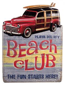 Nástěnná kovová cedule Beach Club – 45x1x60 cm