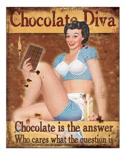 Hnědá nástěnná cedule Chocolate Diva – 20x1x25 cm