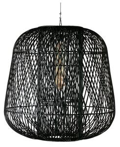 Černá závěsná lampa z bambusu WOOOD Moza, ø 100 cm