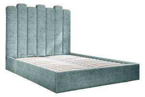 Tyrkysová čalouněná dvoulůžková postel s úložným prostorem s roštem 160x200 cm Dreamy Aurora – Miuform