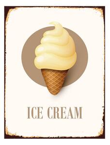 Bílá antik nástěnná kovová cedule Ice Cream – 25x1x33 cm