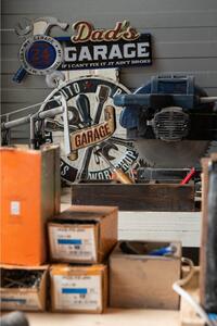Nástěnná kovová cedule Dad´s Garage – 48x1x60 cm