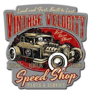 Nástěnná kovová cedule Vintage Velocity – 49x1x50 cm