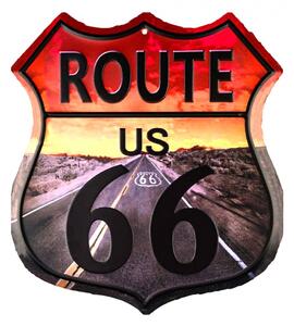 Nástěnná kovová cedule Route 66 – 45x1x50 cm